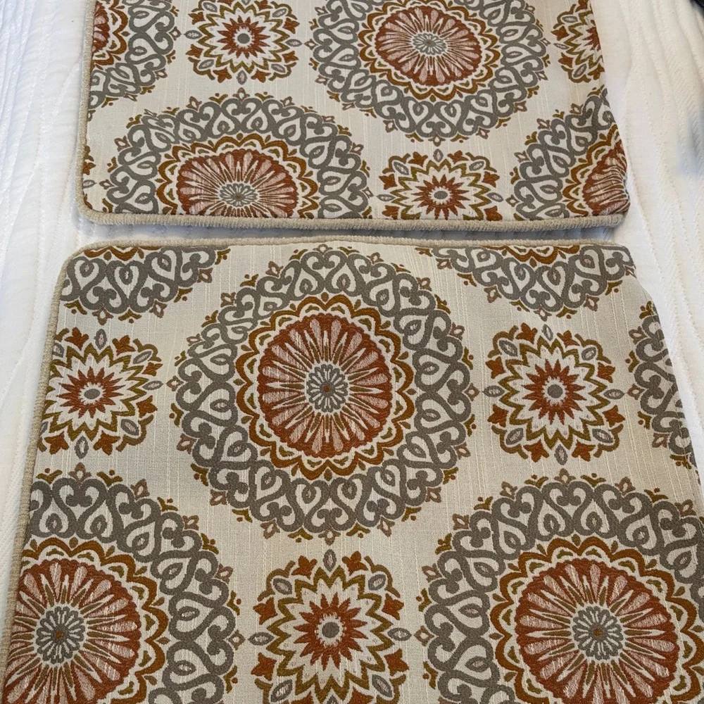 Elegant Gray and Rust Accent Pillow Covers w/zippers Set of 2 Upholstery Fabric